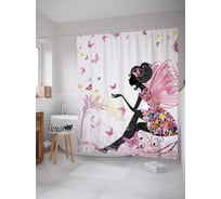 Штора (занавеска) для ванной JoyArty "Фея в цветочном платье" из сатена, 180х200 см с крючками, sc_3166