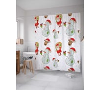 Штора (занавеска) для ванной JoyArty "Дружное рождество" из сатена, 180х200 см с крючками, sc_5928