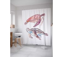 Штора (занавеска) для ванной JoyArty "Морские черепахи" из сатена, 180х200 см с крючками, sc_35247