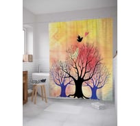 Штора (занавеска) для ванной JoyArty "Полет любви" из сатена, 180х200 см с крючками, sc_3388