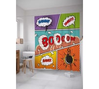Штора (занавеска) для ванной JoyArty "Бум-бам!" из сатена, 180х200 см с крючками, sc_38734