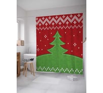 Штора (занавеска) для ванной JoyArty "Еловые земли" из сатена, 180х200 см с крючками, sc_5547