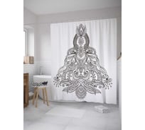 Штора (занавеска) для ванной JoyArty "Азиатский лотос" из сатена, 180х200 см с крючками, sc_32467