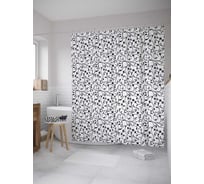Штора (занавеска) для ванной JoyArty "Нежность завитков" из сатена, 180х200 см с крючками, sc_31587