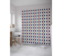 Штора (занавеска) для ванной JoyArty "Шестиугольники на нити" из сатена, 180х200 см с крючками, sc_31694