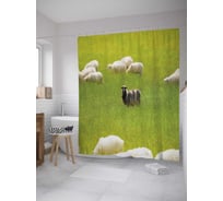 Штора (занавеска) для ванной JoyArty "Не такой, как все" из сатена, 180х200 см с крючками, sc_31532