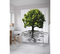 Штора (занавеска) для ванной JoyArty "Дерево с корневой системой" из сатена, 180х200 см с крючками, sc_31545