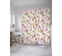 Штора (занавеска) для ванной JoyArty "Сладкие радости" из сатена, 180х200 см с крючками, sc_31555