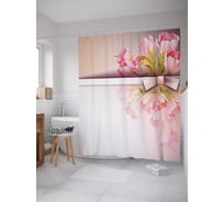 Штора (занавеска) для ванной JoyArty "Цветочное приветствие" из сатена, 180х200 см с крючками, sc_3858