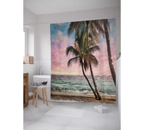 Штора (занавеска) для ванной JoyArty "Вечерний берег" из сатена, 180х200 см с крючками, sc_31238