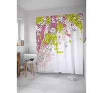 Штора (занавеска) для ванной JoyArty "Абстрактное цветение" из сатена, 180х200 см с крючками, sc_32132