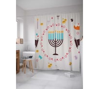 Штора (занавеска) для ванной JoyArty "Праздничный подсвечник" из сатена, 180х200 см с крючками, sc_5864