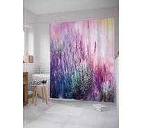 Штора (занавеска) для ванной JoyArty "Горная лаванда" из сатена, 180х200 см с крючками, sc_39846
