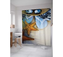 Штора (занавеска) для ванной JoyArty "Разгар отпуска" из сатена, 180х200 см с крючками, sc_4634