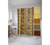 Штора (занавеска) для ванной JoyArty "Африканский узор" из сатена, 180х200 см с крючками, sc_34780