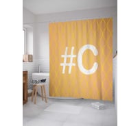 Штора (занавеска) для ванной JoyArty "Оранжевая c с хештэгом" из сатена, 180х200 см с крючками, sc_3998somonc