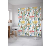 Штора (занавеска) для ванной JoyArty "Поле сухоцветов" из сатена, 180х200 см с крючками, sc_31211