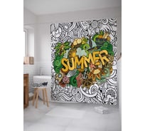 Штора (занавеска) для ванной JoyArty "Лето" из сатена, 180х200 см с крючками, sc_31983