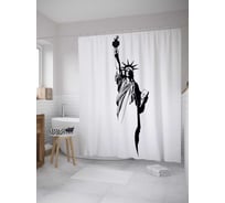 Штора (занавеска) для ванной JoyArty "Символ свободы" из сатена, 180х200 см с крючками, sc_31648