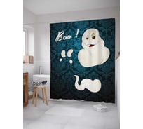 Штора (занавеска) для ванной JoyArty "Пугающий призрак" из сатена, 180х200 см с крючками, sc_6002