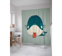 Штора (занавеска) для ванной JoyArty "Ужин котика" из сатена, 180х200 см с крючками, sc_33549