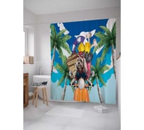 Штора (занавеска) для ванной JoyArty "Собачье приключение" из сатена, 180х200 см с крючками, sc_54667