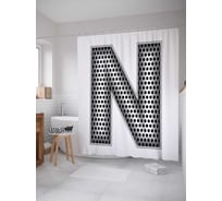 Штора (занавеска) для ванной JoyArty "Алюминиевая n" из сатена, 180х200 см с крючками, sc_4526n