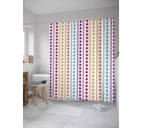 Штора (занавеска) для ванной JoyArty "Разноцветные вертикали горошка" из сатена, 180х200 см с крючками, sc_32228