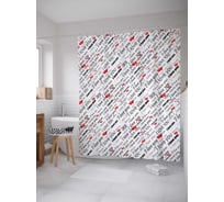 Штора (занавеска) для ванной JoyArty "I love you" из сатена, 180х200 см с крючками, sc_46205