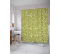 Штора (занавеска) для ванной JoyArty "Цветочная мелочь" из сатена, 180х200 см с крючками, sc_31848