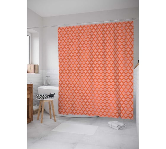 Штора (занавеска) для ванной JoyArty "Полотно цветков" из сатена, 180х200 см с крючками, sc_31687 1