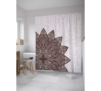 Штора (занавеска) для ванной JoyArty "Ажур мандалы" из сатена, 180х200 см с крючками, sc_32220