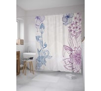 Штора (занавеска) для ванной JoyArty "Графика цветов" из сатена, 180х200 см с крючками, sc_31593