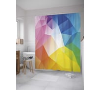 Штора (занавеска) для ванной JoyArty "Многоцветные кристаллы" из сатена, 180х200 см с крючками, sc_31987