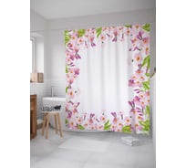 Штора (занавеска) для ванной JoyArty "Цветочное окно" из сатена, 180х200 см с крючками, sc_35858