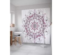 Штора (занавеска) для ванной JoyArty "Бабочки в лепестках" из сатена, 180х200 см с крючками, sc_36892