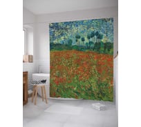 Штора (занавеска) для ванной JoyArty "Цветочные поля" из сатена, 180х200 см с крючками, sc_4892