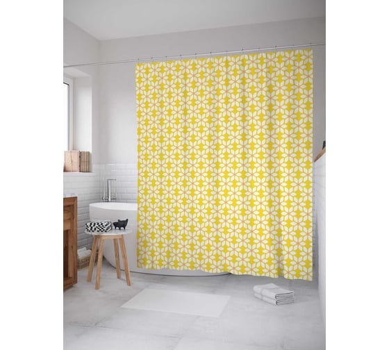 Штора (занавеска) для ванной JoyArty "Летнее цветение" из сатена, 180х200 см с крючками, sc_31686 1