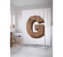 Штора (занавеска) для ванной JoyArty "G из дерева" из сатена, 180х200 см с крючками, sc_4532g