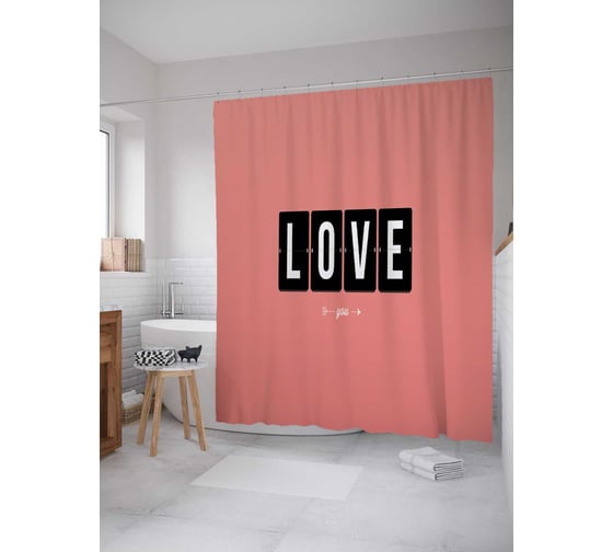 Штора (занавеска) для ванной JoyArty "Вечная любовь" из сатена, 180х200 см с крючками, sc_53008 1