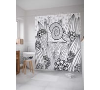 Штора (занавеска) для ванной JoyArty "Улитка" из сатена, 180х200 см с крючками, sc_31617