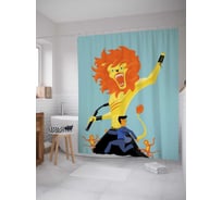 Штора (занавеска) для ванной JoyArty "Лев каратист" из сатена, 180х200 см с крючками, sc_5443