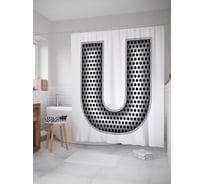 Штора (занавеска) для ванной JoyArty "Алюминиевая u" из сатена, 180х200 см с крючками, sc_4526U