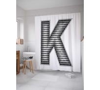 Штора (занавеска) для ванной JoyArty "Алюминиевая k" из сатена, 180х200 см с крючками, sc_4526K