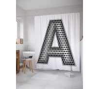 Штора (занавеска) для ванной JoyArty "Алюминиевая a" из сатена, 180х200 см с крючками, sc_4526a