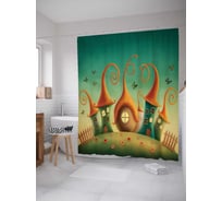 Штора (занавеска) для ванной JoyArty "Сказочный город" из сатена, 180х200 см с крючками, sc_3539