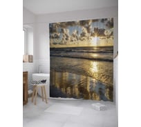 Штора (занавеска) для ванной JoyArty "Морской рассвет" из сатена, 180х200 см с крючками, sc_31517