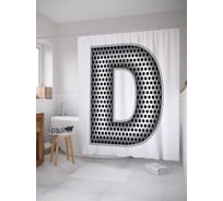 Штора (занавеска) для ванной JoyArty "Алюминиевая d" из сатена, 180х200 см с крючками, sc_4526d