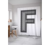 Штора (занавеска) для ванной JoyArty "Алюминиевая f" из сатена, 180х200 см с крючками, sc_4526f