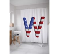 Штора (занавеска) для ванной JoyArty "Американская w" из сатена, 180х200 см с крючками, sc_4531w